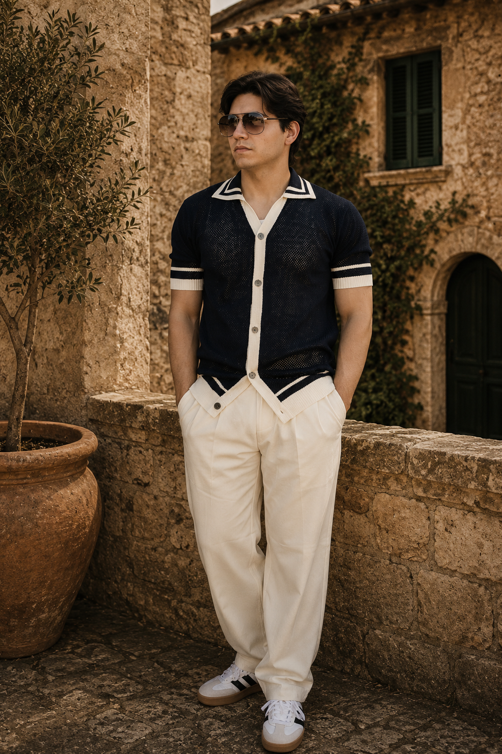 Wellington Pleated Trousers: Ivory