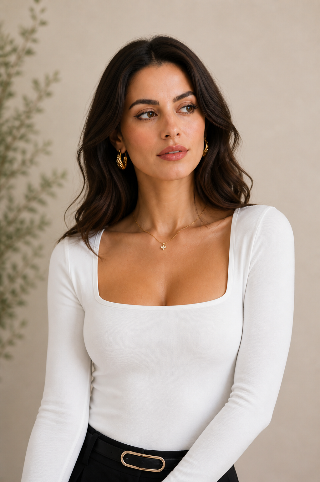 Square Neck Long Sleeves Bodysuit