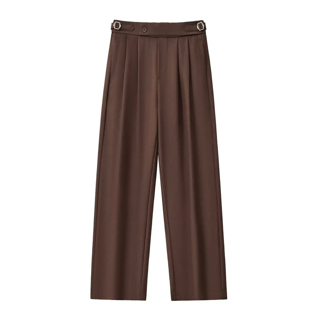 Wellington Pleated Trousers: Coffee Brown