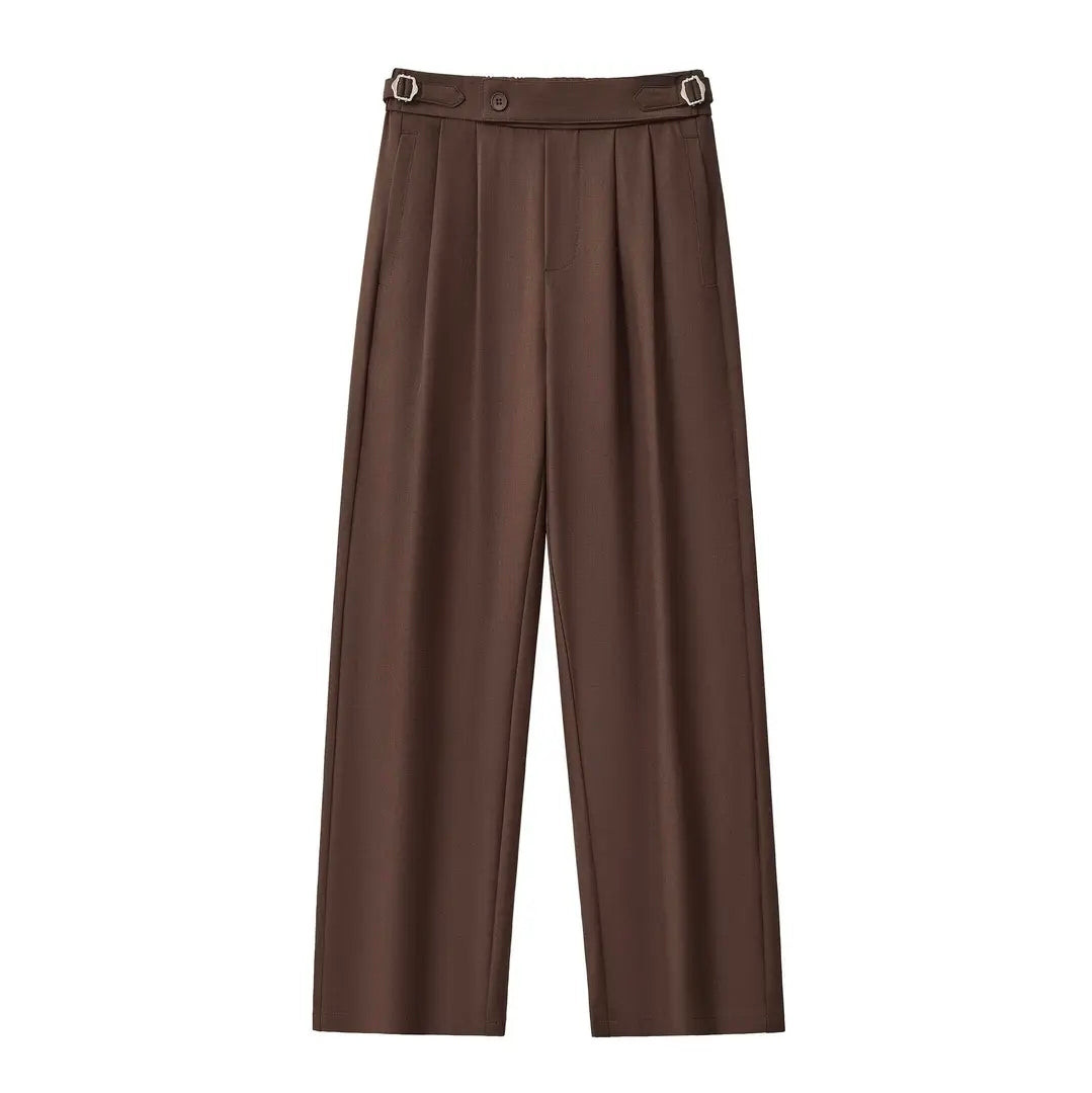 Wellington Pleated Trousers: Coffee Brown